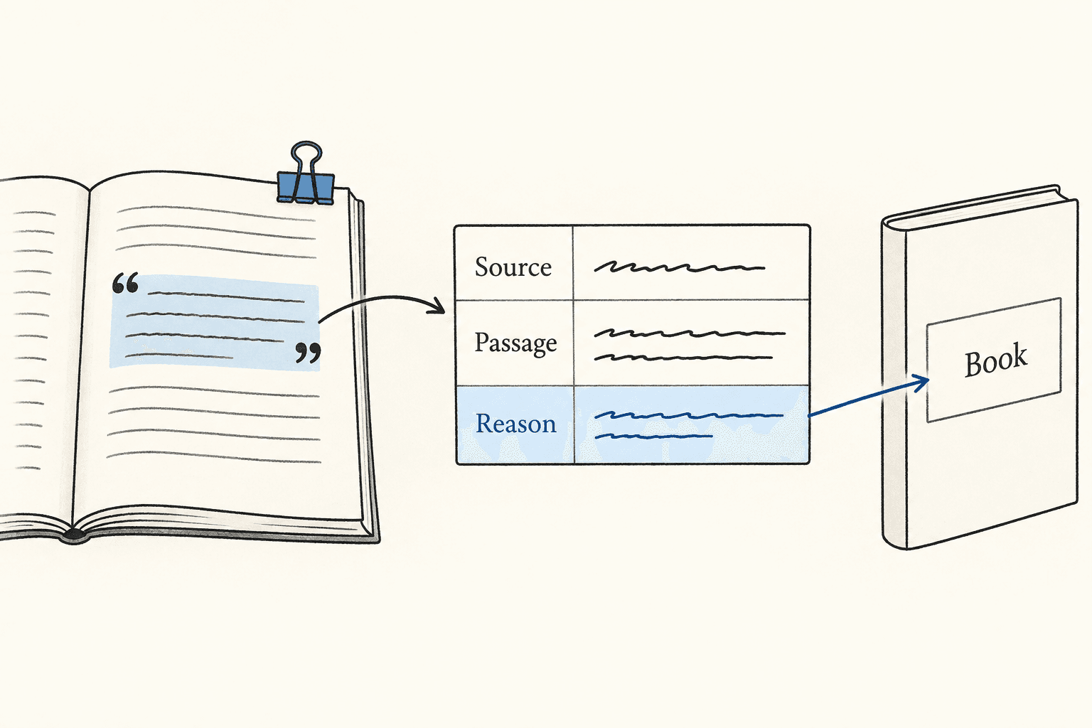 A source note keeps its passage and the reason it belongs in the book.