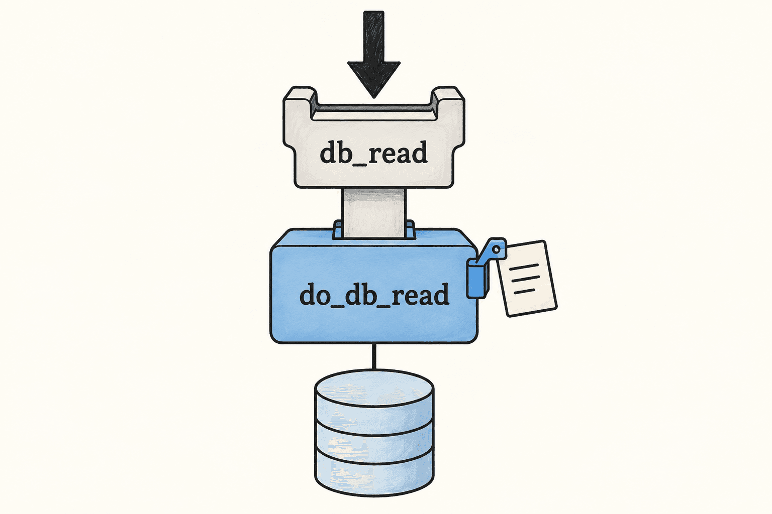 A fixed db_read interface delegates storage behavior to the replaceable do_db_read method.