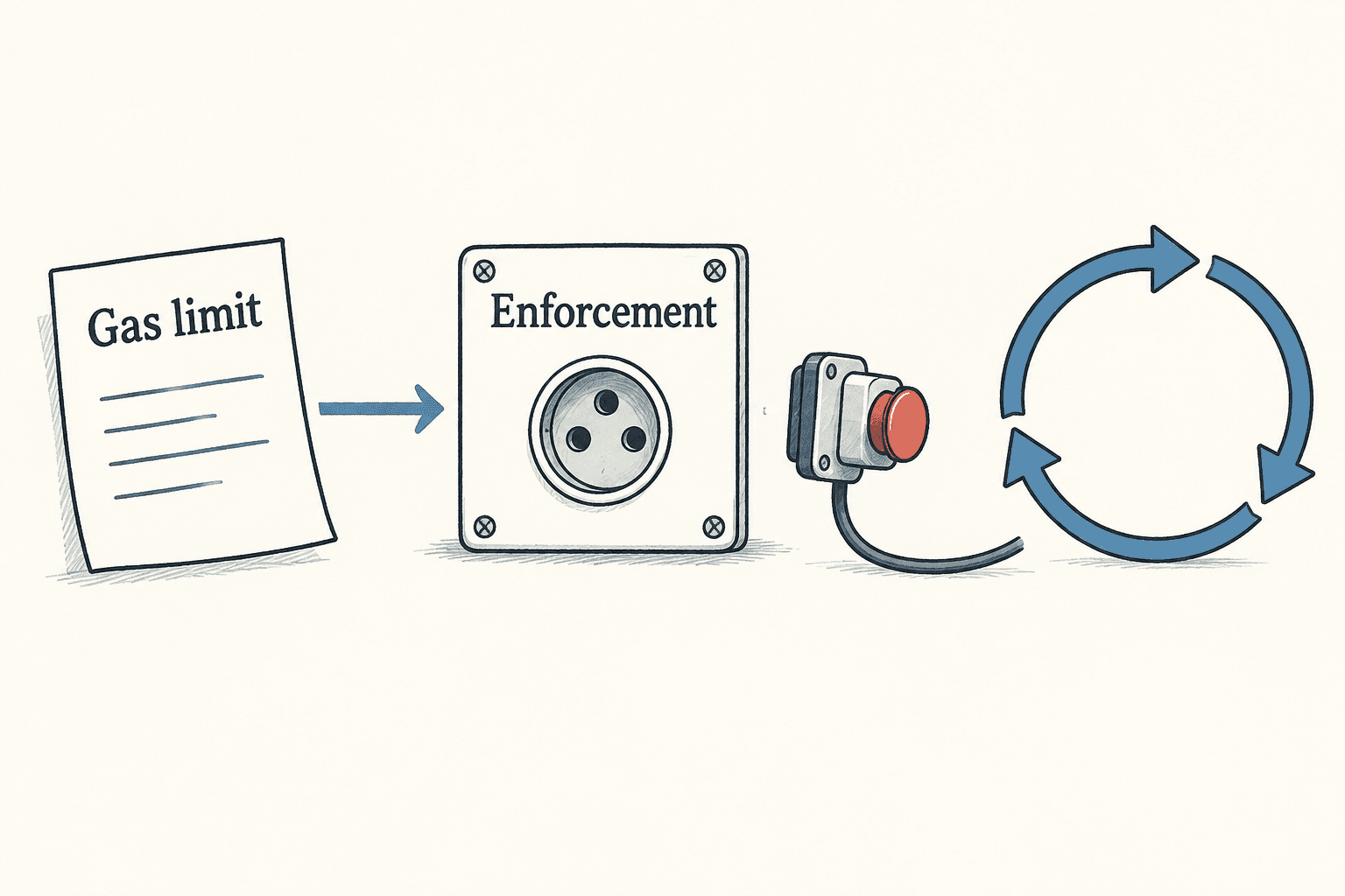 A gas-limit setting needs enforcement machinery to stop a running loop.