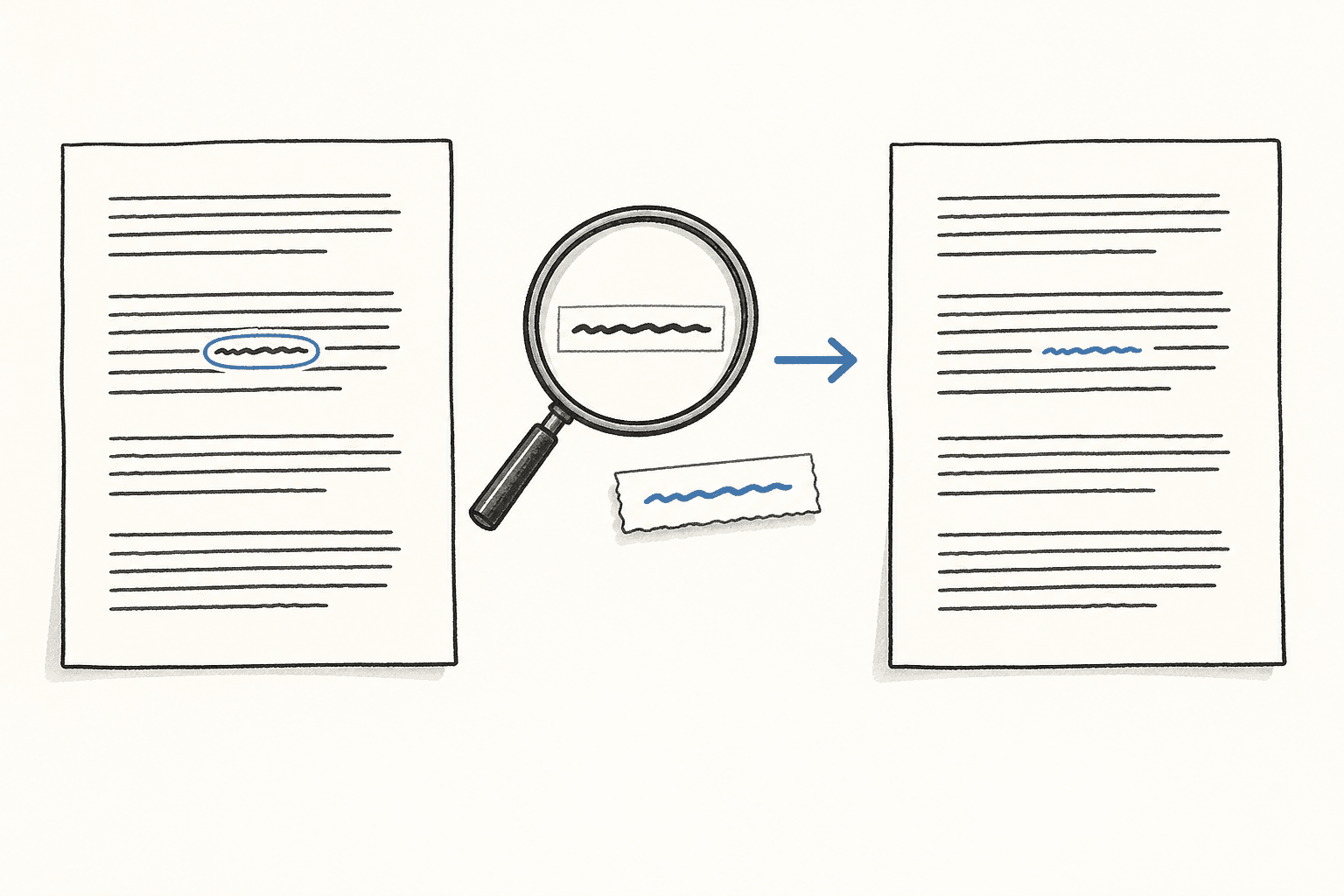 A style check isolates one phrase and replaces it while retaining the surrounding page.