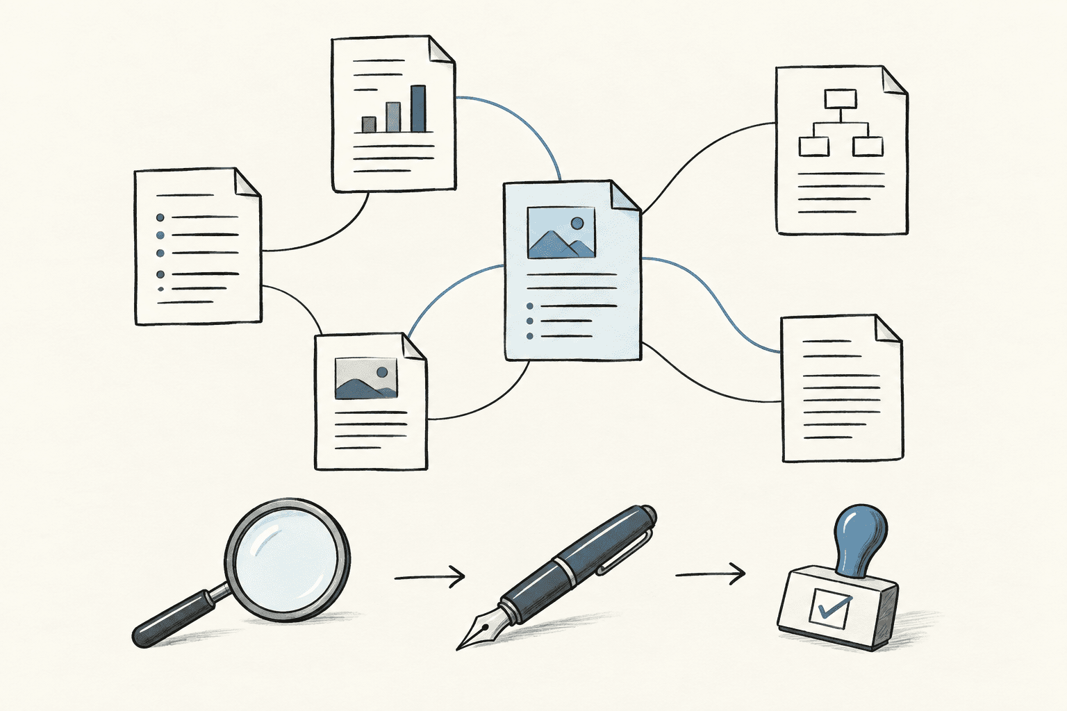 Linked wiki pages sit above tools for finding context, writing and checking.