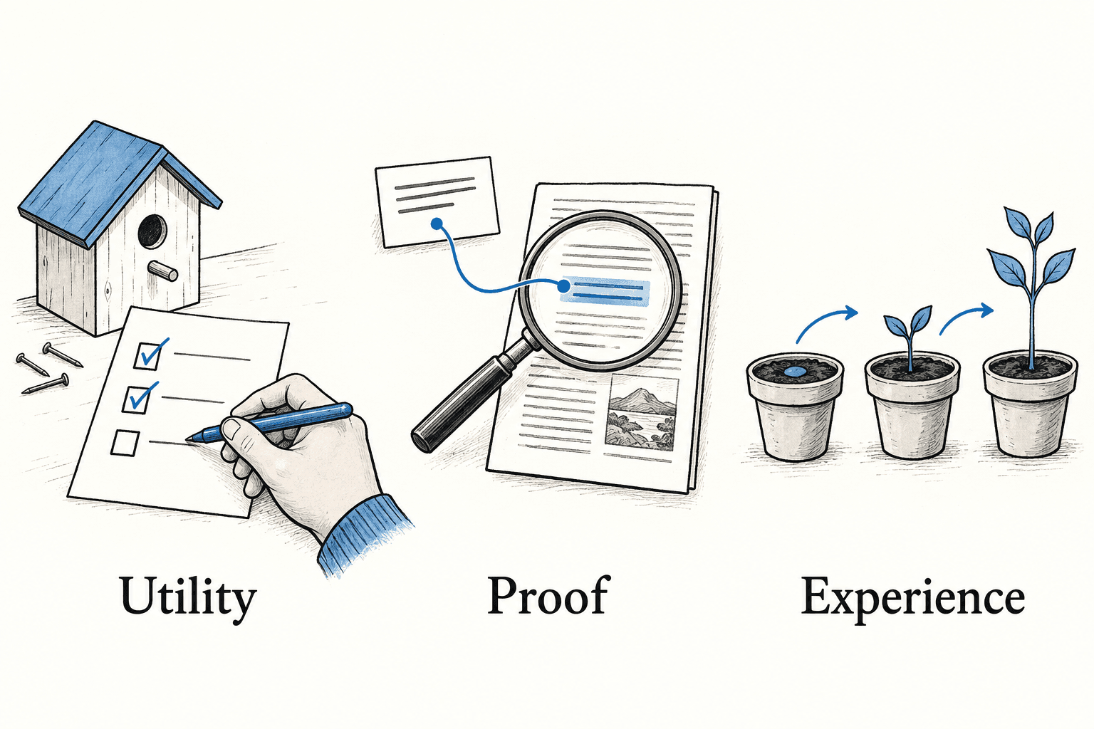 A checklist enables use, a source document supports a claim, and a worked example makes a process understandable.