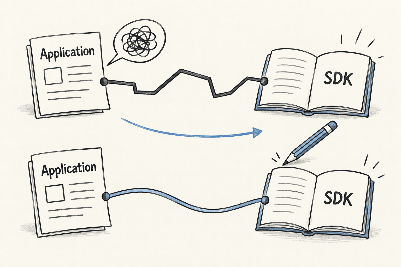 An application exercises an unfinished SDK and feeds interface problems back into its design.