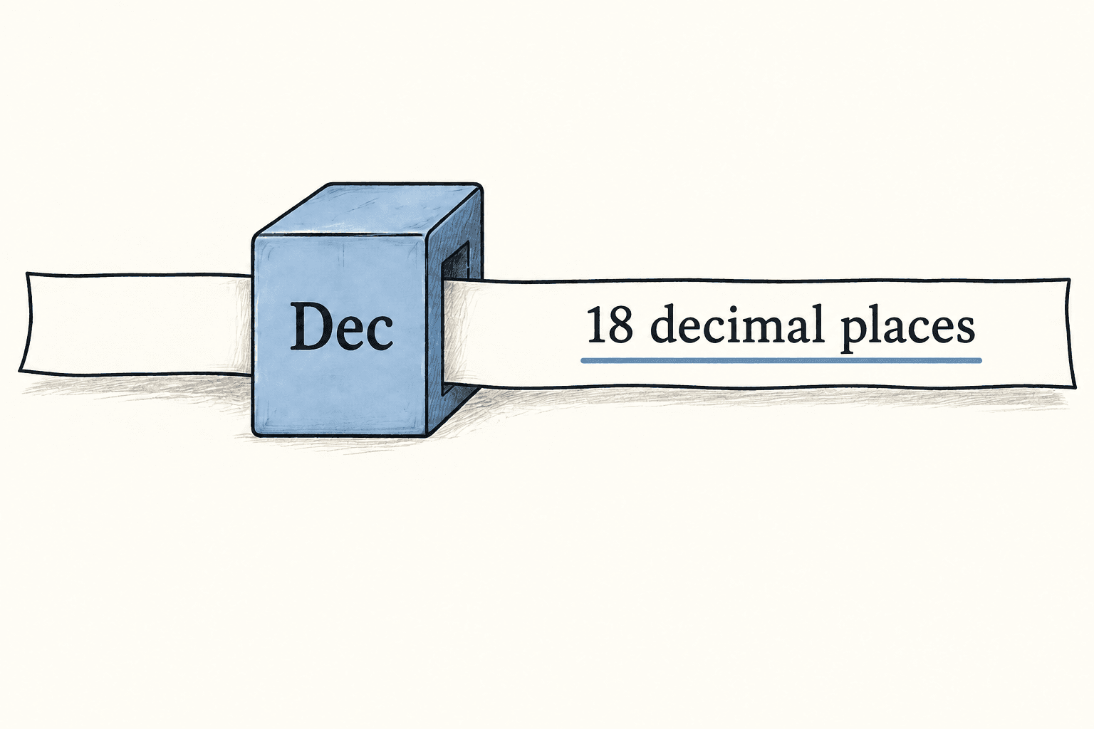 The Dec type fixes the serialized decimal representation at eighteen places.