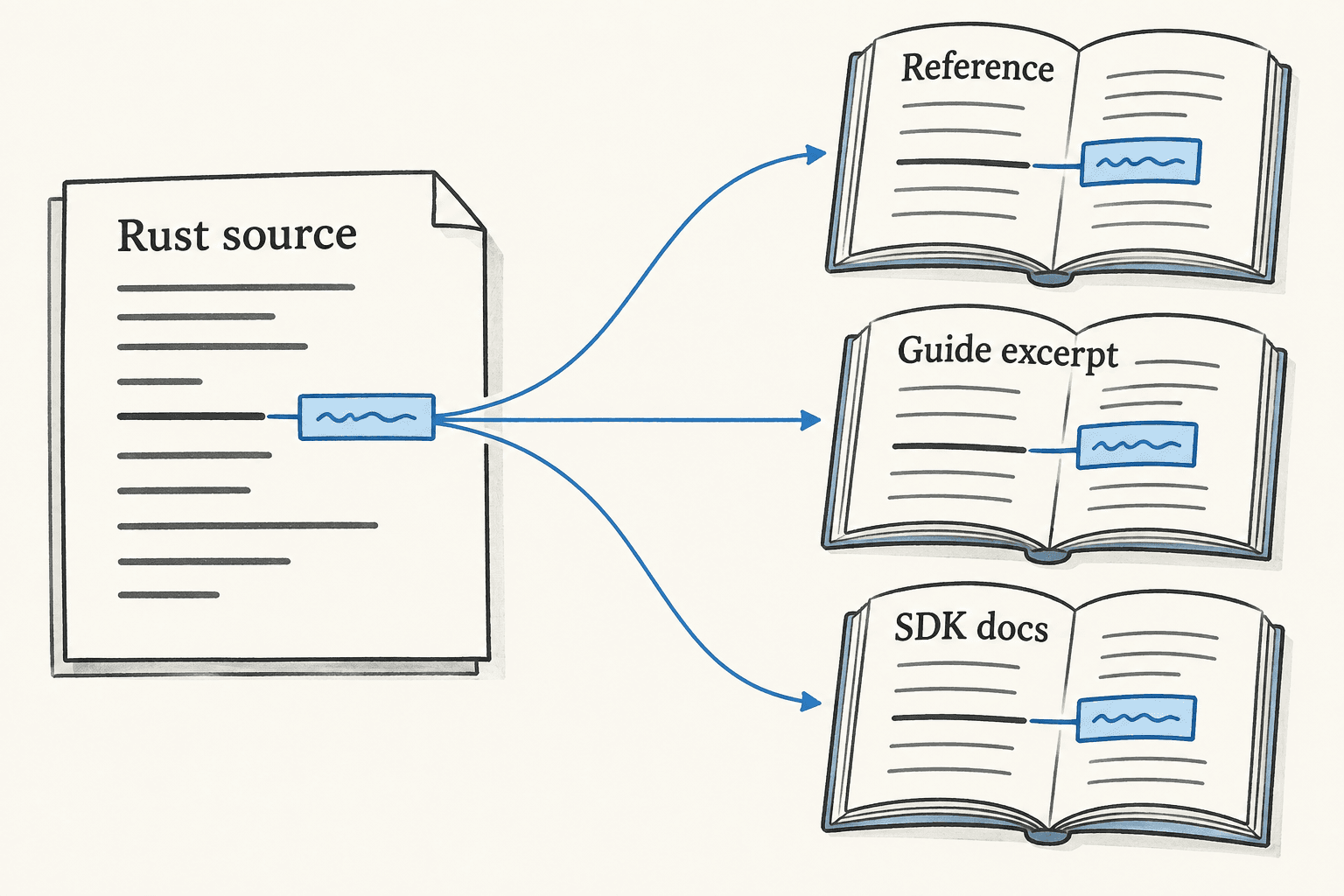 One source annotation appears in the reference, guide excerpts, and SDK documentation.