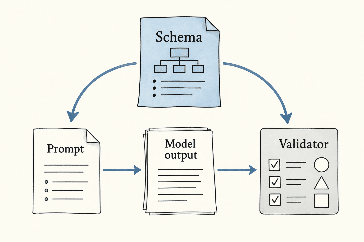One schema supplies both the model’s prompt and the validator’s rules.